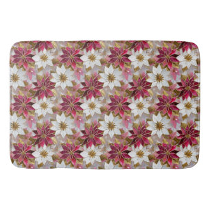 Alfombrilla De Baño Poinsettias de Navidades rosados de oro blanco