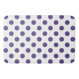 Alfombrilla De Baño Polka ultravioleta sobre blanco