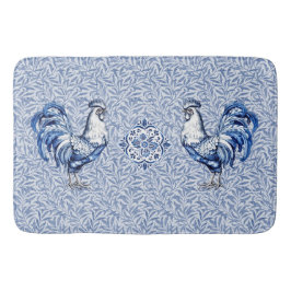 Alfombrilla De Baño Pollo De Gallo Azul Y Blanco Delft