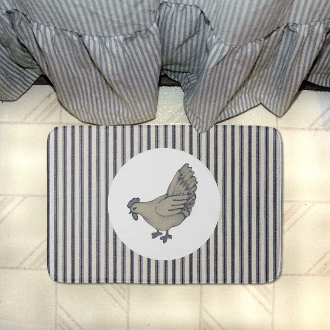 Alfombrilla De Baño Pollo Vintage Y Tejidos (Subido por el creador)