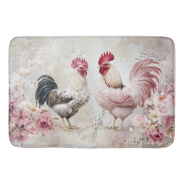 Alfombrilla De Baño Pollos Shabby Chic Pink Decoupage (Anverso)