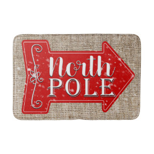 Alfombrilla De Baño Polo Norte Flecha Roja Rústica Navidad Vacaciones