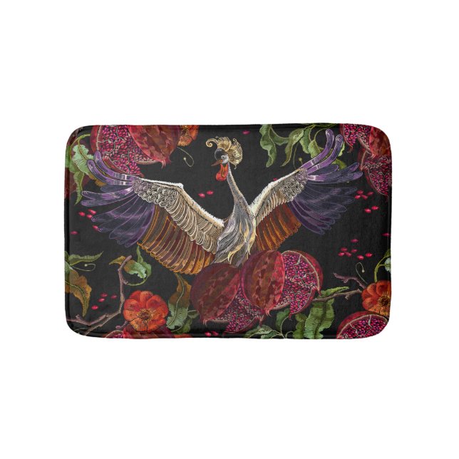 Alfombrilla De Baño Pomegranate Crane Rosas: Bordados (Anverso)