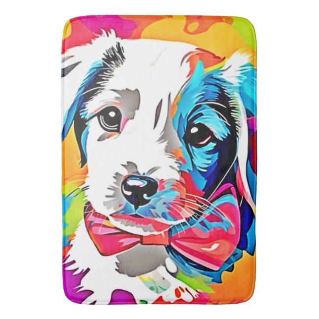 Alfombrilla De Baño Pop Art Puppy (Frente vertical)