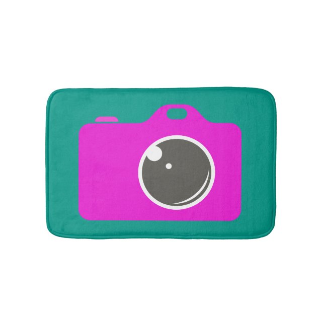 Alfombrilla De Baño Pop Art Purple Camera Green (Anverso)