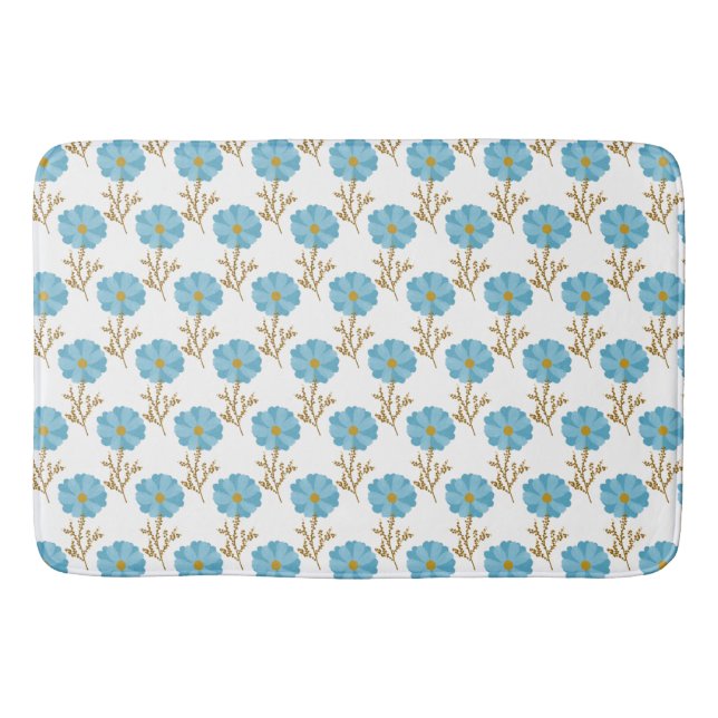 Alfombrilla De Baño Poppies Flores Blue White (Anverso)