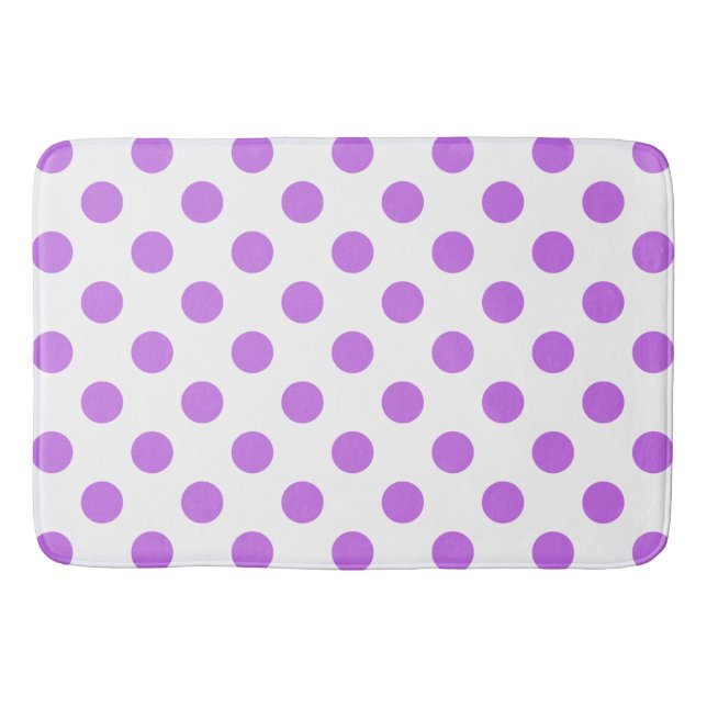 Alfombrilla De Baño Pos de Lilac y de polka blanca (Anverso)