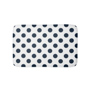 Alfombrilla De Baño Pos de polka azul marino oscuro