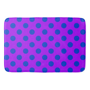 Alfombrilla De Baño Pos de polka azul sobre morado