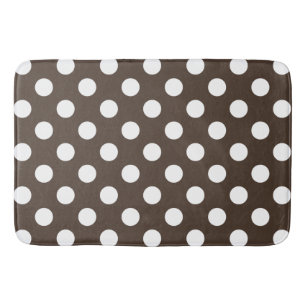 Alfombrilla De Baño Pos de polka blanca en marrón