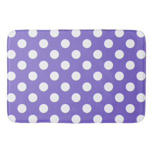 Alfombrilla De Baño Pos de polka blanco en periwinkle