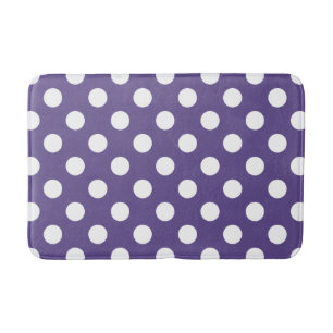 Alfombrilla De Baño Pos de polka blanco sobre ultravioleta