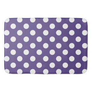 Alfombrilla De Baño Pos de polka blanco sobre ultravioleta