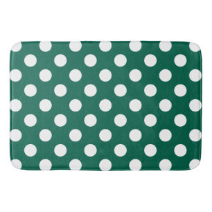 Alfombrilla De Baño Pos de polka blanco sobre verde sabio