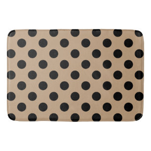 Alfombrilla De Baño Pos de polka negro en beige