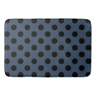 Alfombrilla De Baño Pos de polka negro sobre gris-azul