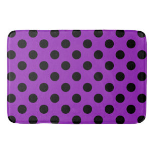 Alfombrilla De Baño Pos de polka negro sobre morado