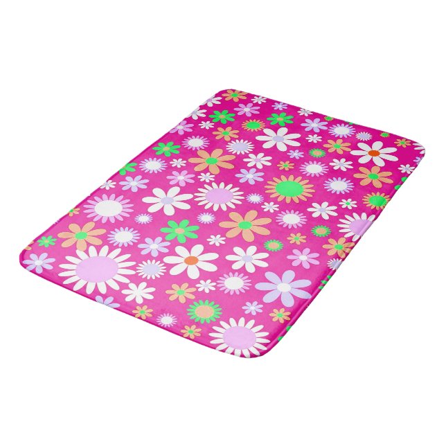 Alfombrilla De Baño Potencia de flor rosa (Angular)