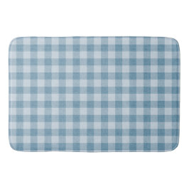 Alfombrilla De Baño Powder Blue Gingham Buffalo Check Linen Texture