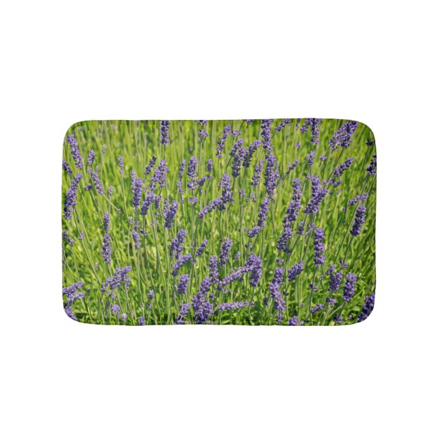 Alfombrilla De Baño Pradera de flores de lavanda morada (Anverso)