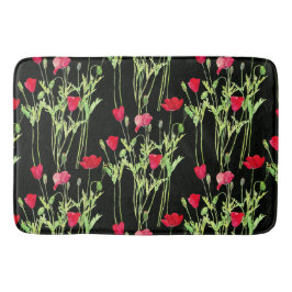 Alfombrilla De Baño Pradera de verano de amapolas rojas, flores silves
