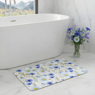 Alfombrilla De Baño Prado de flores silvestres azules