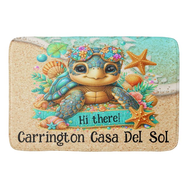 Alfombrilla De Baño Precioso tema de la tortuga (Anverso)
