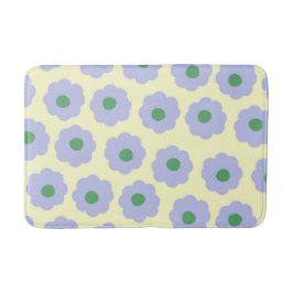 Alfombrilla De Baño Preppy Blue Green Flour Simple Flower Pattern