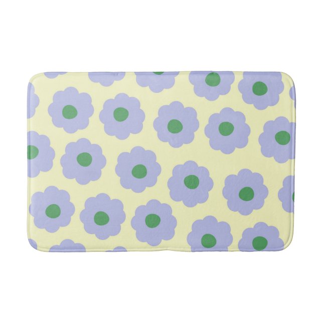 Alfombrilla De Baño Preppy Blue Green Flour Simple Flower Pattern (Anverso)