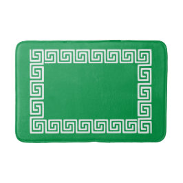 Alfombrilla De Baño Preppy Greek Key – Green & White