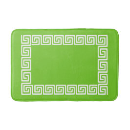 Alfombrilla De Baño Preppy Greek Key – Lime Green & White