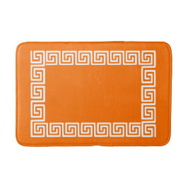Alfombrilla De Baño Preppy Greek Key – Orange & White