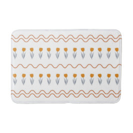 Alfombrilla De Baño Preppy Groovy Stripe Tulip Flower Pattern