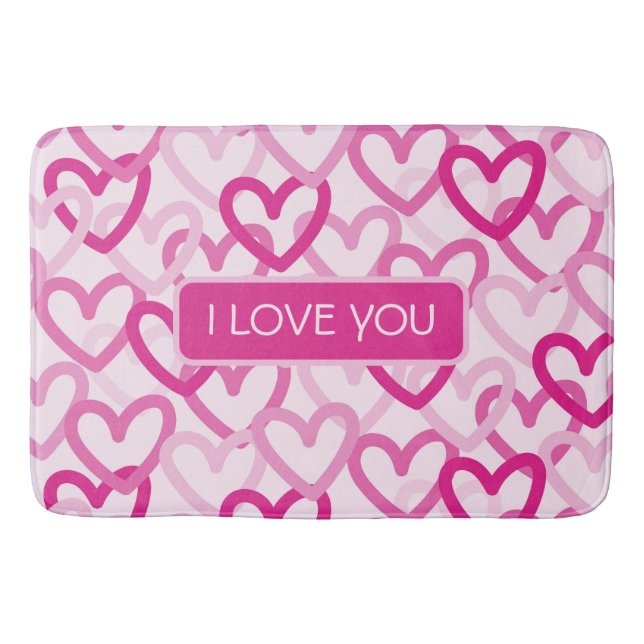 Alfombrilla De Baño Preppy Hearts Pink (Anverso)