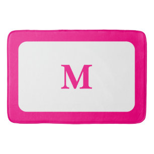 Alfombrilla De Baño Preppy Hot Pink Elegant Minimal enmarcado inicial