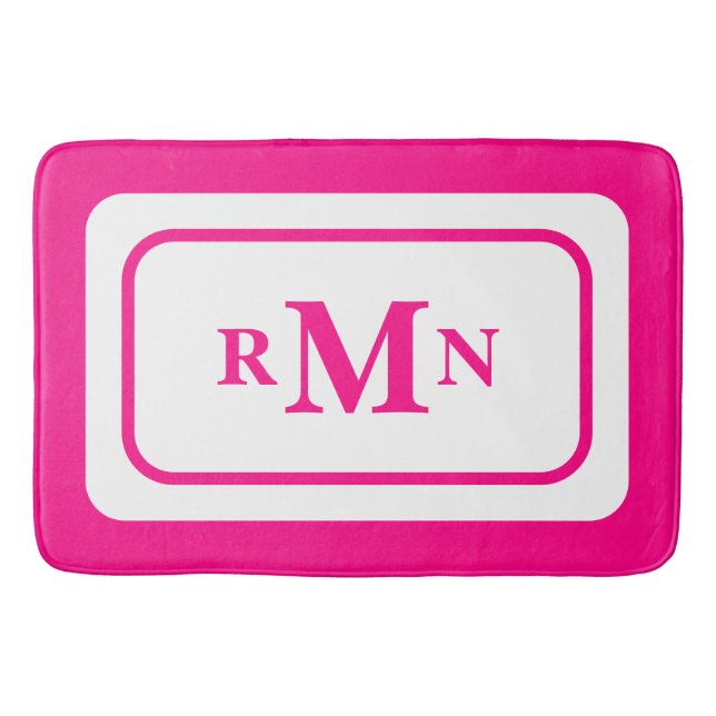 Alfombrilla De Baño Preppy Hot Pink Elegant Minimal moderno monogramad (Anverso)
