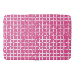 Alfombrilla De Baño Preppy Square Lattice – Coordinating Hot Pink