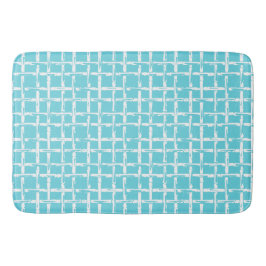 Alfombrilla De Baño Preppy Square Lattice – Coordinating Turquoise