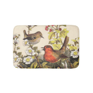 Alfombrilla De Baño Primavera Robin Birds Red Birds