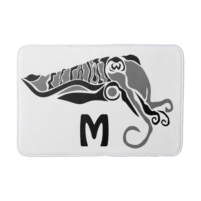 Alfombrilla De Baño Primitive Cuttlefish in a Dark Stencil Style (Anverso)