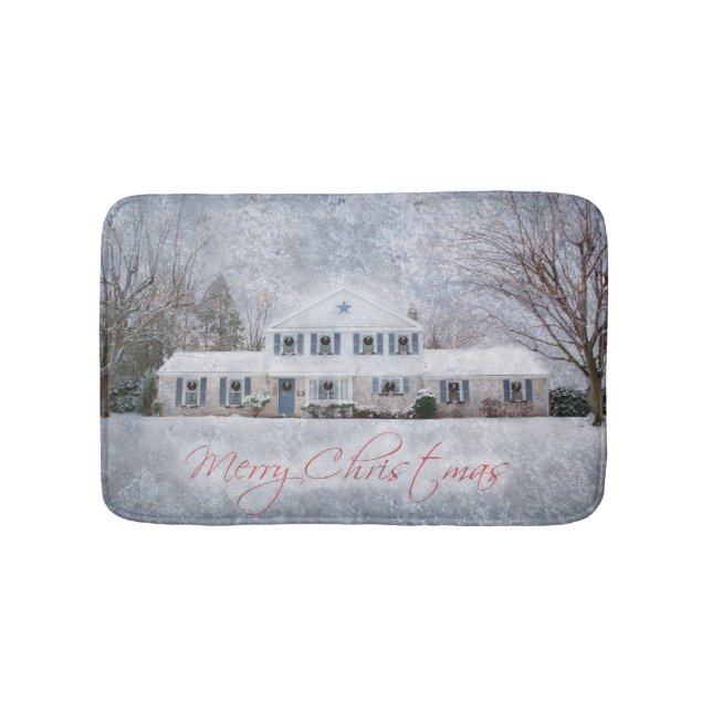 Alfombrilla De Baño Primitive Winter Snow Country Rustic Open House (Anverso)