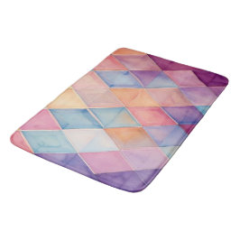 Alfombrilla De Baño Prisma Etéreo: Diamante Arlequín de Acuarela Paste