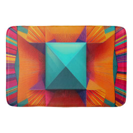 Alfombrilla De Baño Prismatic Sunburst:Bold Abstract Geometric Diamond