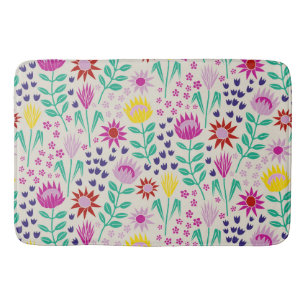 Alfombrilla De Baño Protea Floral Block Print Millefleur Luces