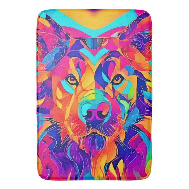 Alfombrilla De Baño Psychedelic Wolf Majesty (Frente vertical)