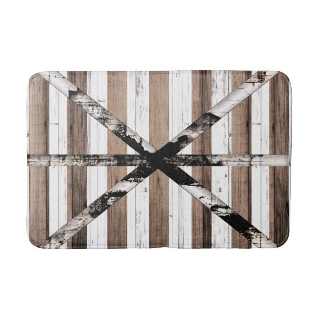 Alfombrilla De Baño Puerta de granero rústica de madera múltiple blanc (Anverso)