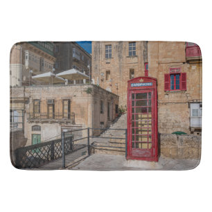 Alfombrilla De Baño Puesto de teléfono rojo en La Valeta Malta
