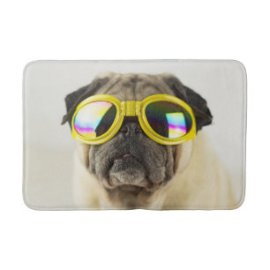 Alfombrilla De Baño Pug con gafas