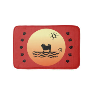 Alfombrilla De Baño Pug Surf Bath Mat