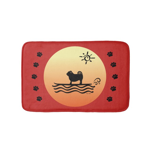 Alfombrilla De Baño Pug Surf Bath Mat (Anverso)